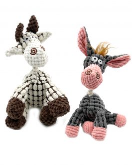 Squeaky Plush Dog Toys with Donkey Shape Pack of 2